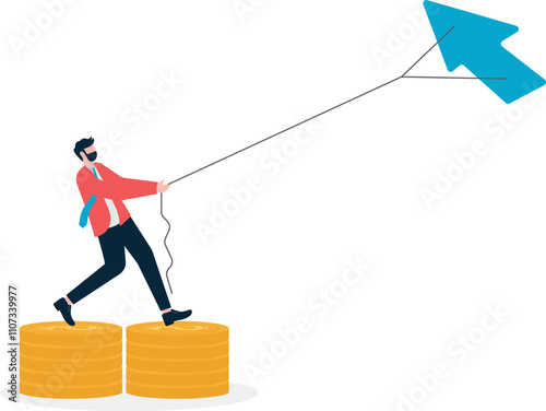 Business concept,Kite, Trading stocks, generating profits from investments.

