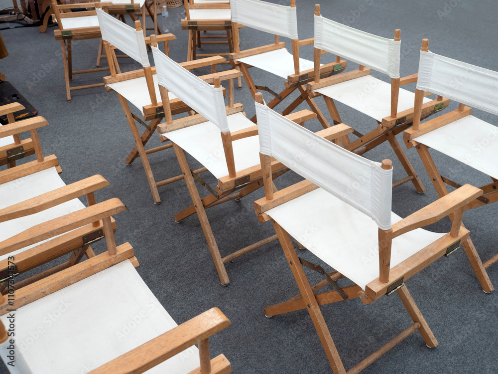 Director chairs in the field room.