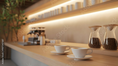 Wallpaper Mural Modern Coffee Shop Interior: Minimalist Design and Warm Lighting Torontodigital.ca