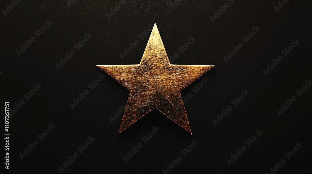 Obraz premium A minimalist design featuring a single large golden star glowing against a clean, black background