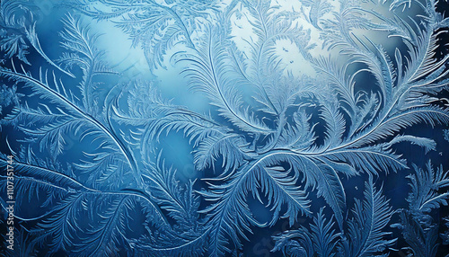 Zimowe tło, mróz, szron. Generative AI