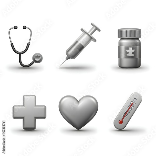 High-Resolution Health and Medicine 3D Icons with Intricate Details, medical icons set