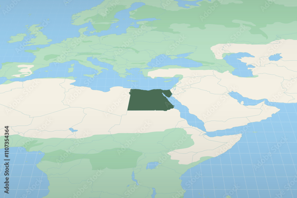 Obraz premium Egypt highlighted on a detailed map, geographic location of Egypt.