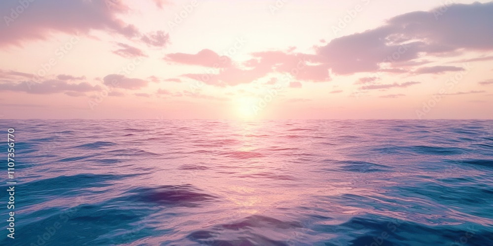 Fototapeta premium The ocean is calm and the sun is setting