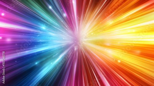 Vibrant Rainbow Burst, Abstract Light Rays Background