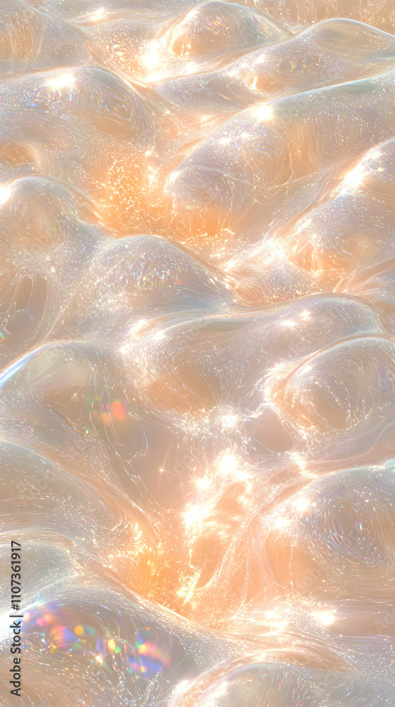 Obraz premium Abstract Glittering Liquid Background, Shimmering Waves of Light and Color Flowing Dynamically