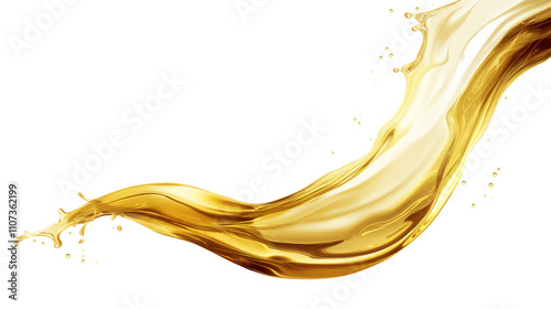 splashing yellow oil liquid, flowing golden fluid oil motion. cutout photo