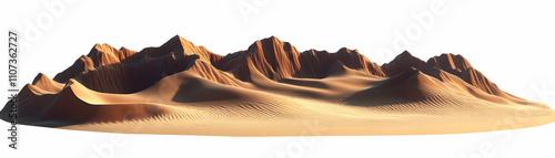 Desert Landscape,  Golden Sand Dunes and Majestic Peaks under a Clear Sky,  Creating a Breathtaking Vista photo