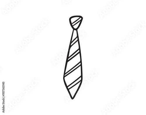 Necktie Hand drawn doodle tie element, art, icon, symbol. Isolated black and white necktie clipart element