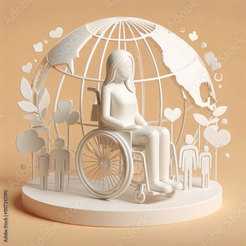 International Day of Persons with Disabilities 3d illustration, ai photo