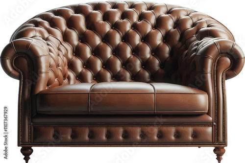 classic Button Tufted Leather Sofa vector