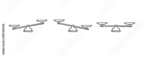 Scales hand drawn doodle element. Scales outline icon. Bowls of libra scales in balance, an imbalance of scales. 