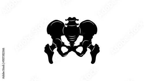 Pelvic Deal Bone, black isolated silhouette