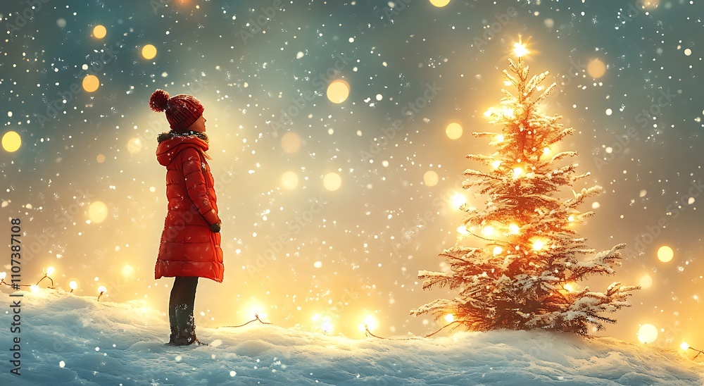 Person in Snow Gazing at A Tree Person in Snow Gazing at A Tree