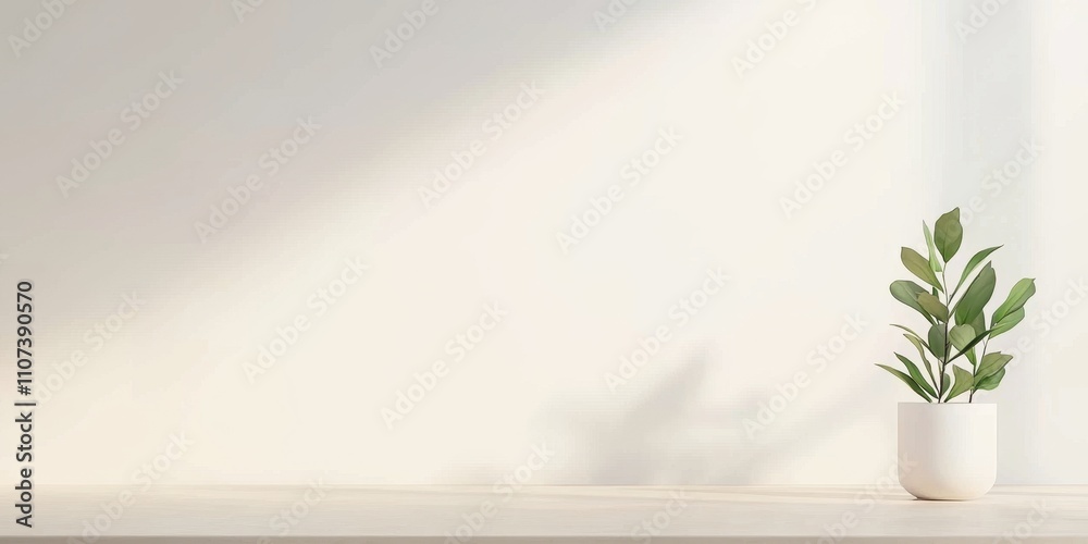 A minimalist indoor setting with a small potted plant on a wooden table. A minimalist indoor setting with a small potted plant on a wooden table.