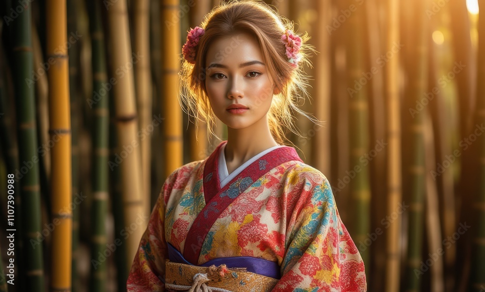 Elegant Asian woman in traditional kimono Elegant Asian woman in traditional kimono