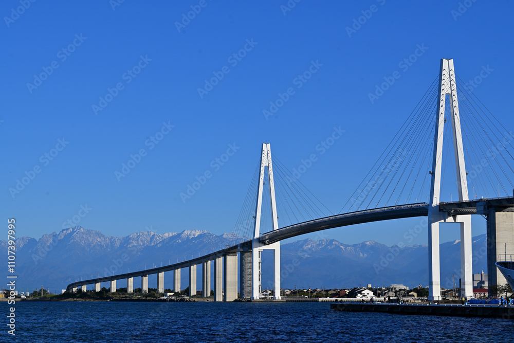 Fototapeta premium ル 富山新港に架かる新湊大橋