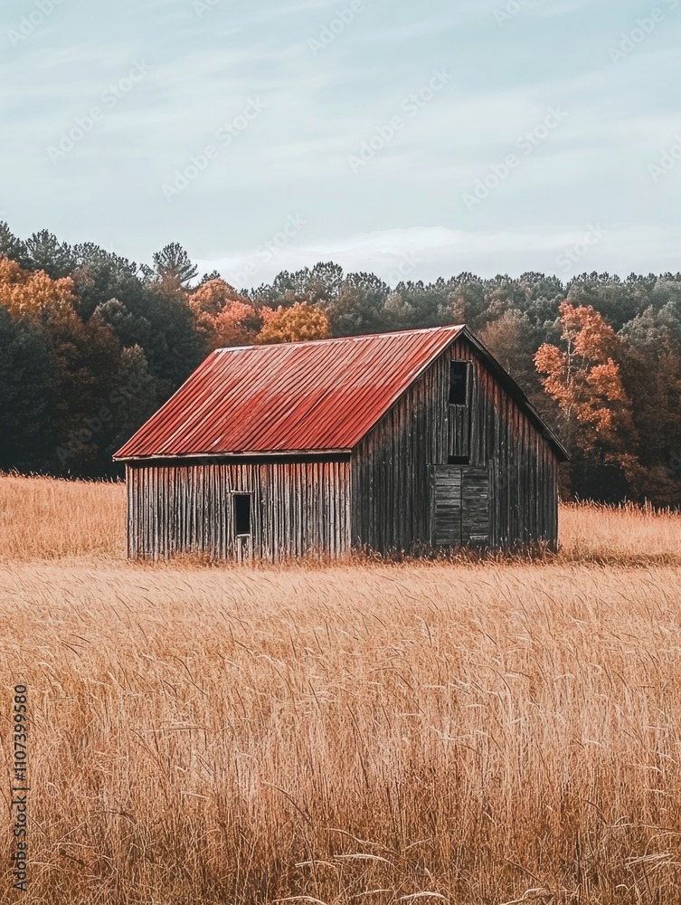 Obraz premium Old Barn in Field