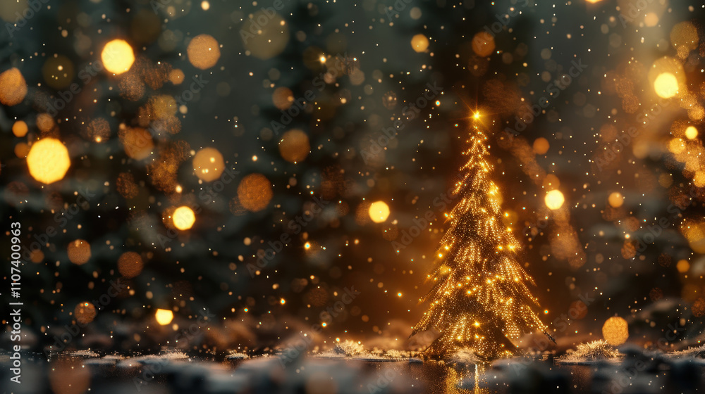 Naklejka premium blurred christmas tree in the snow