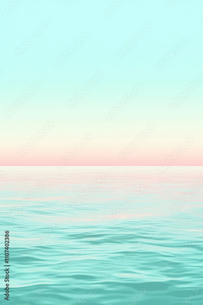 Obraz premium Serene turquoise sea meets soft pastel sky at sunset, creating a tranquil and calming atmosphere.
