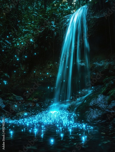 Lit Up Waterfall