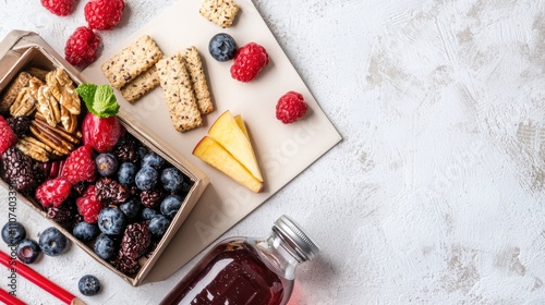 Healthy snack preparation kitchen food photography bright setting top view nutrition focus