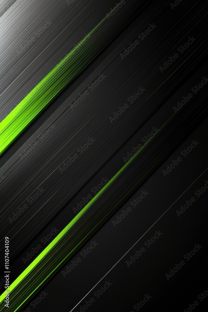 Obraz premium Abstract black and green line art featuring dynamic diagonal strokes and a sleek modern aesthetic.