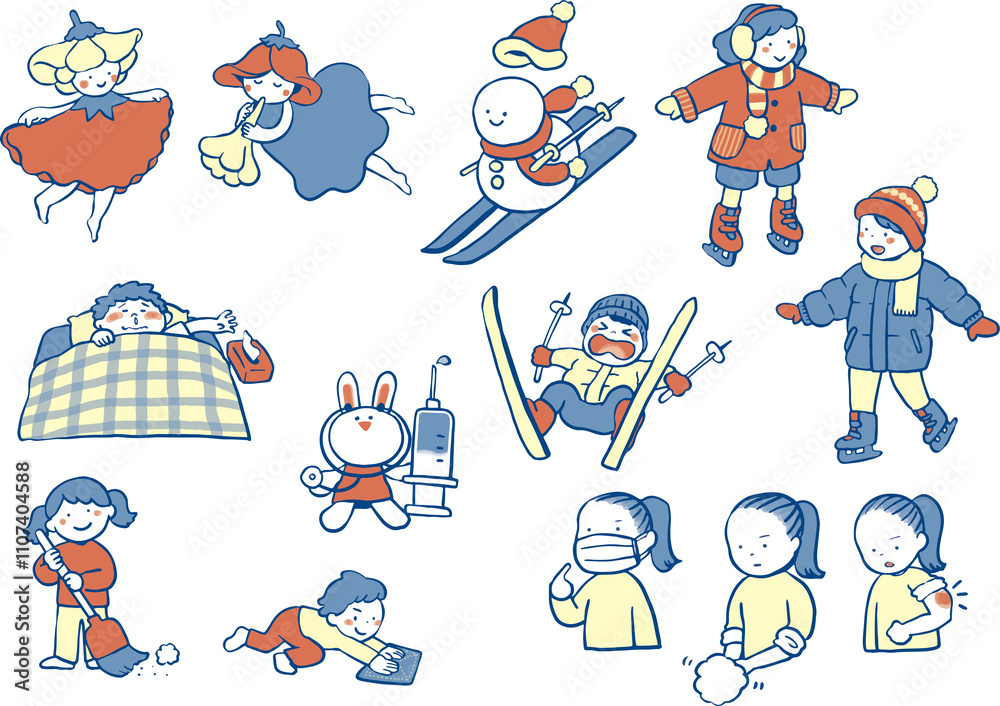 Fototapeta premium 冬のイラスト