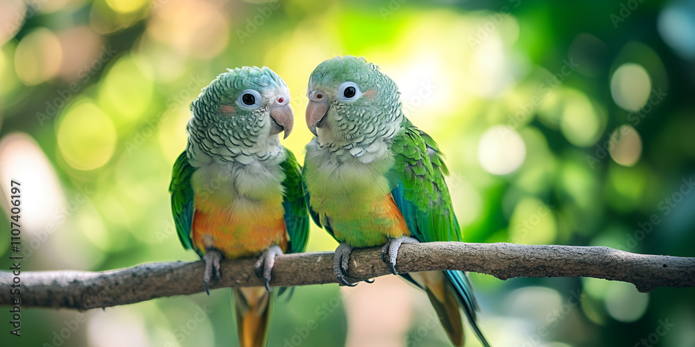 Obraz premium Budgie . Parakeets . Green wavy parrot sits in a cage . Rosy Faced Lovebird parrot in a cage . birds inseparable . Budgerigar on the cage. Budgie parakeet in birdcage. Parrot