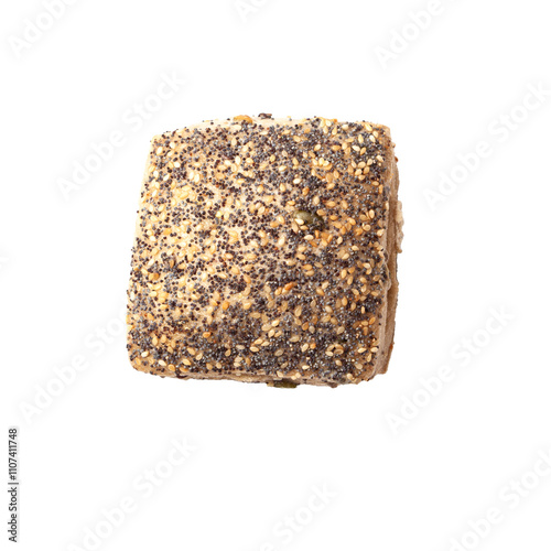 Obraz na płótnie Mixed seed bread roll isolated on transparent background w salonie