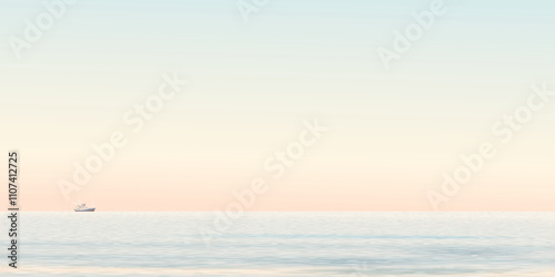 Minimalist seascape have vanilla sky background graphic illustration.