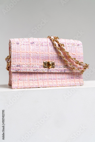 pink purse isolated on white background
