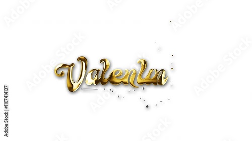 Gold Happy Valentines Day lettering near silver heart suitable for Valentines Day card designs and romantic themed graphics. Great for lovethemed projects.