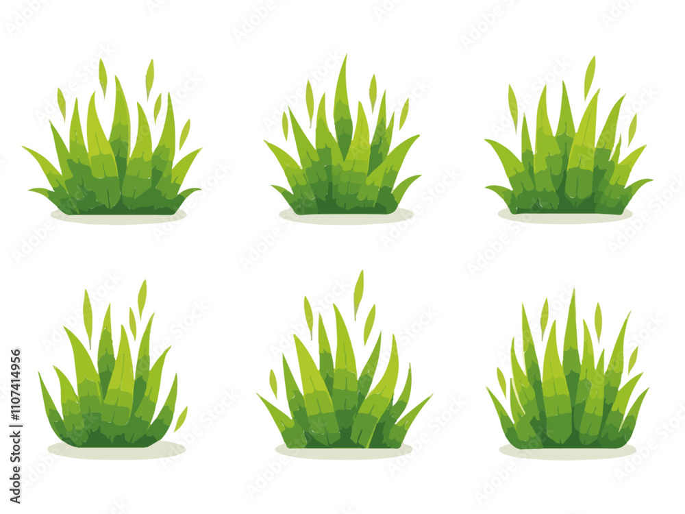 Fototapeta premium Grass icon set. Grass isolated on white background. Grass in modern simple. Cute round Grass plant nature collection. Vector illustrator