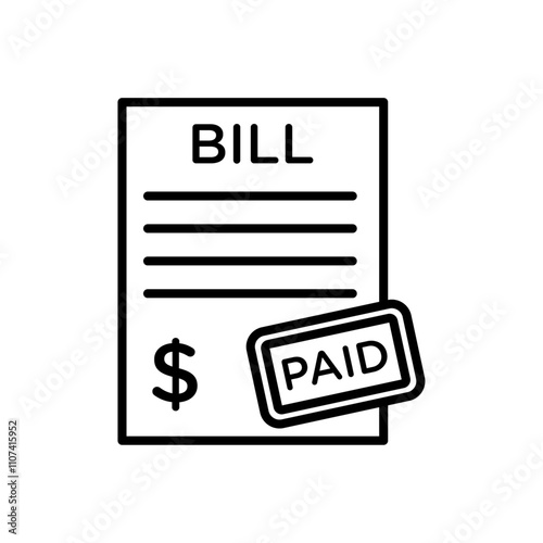 Bill paid icon Simple thin line flat symbol
