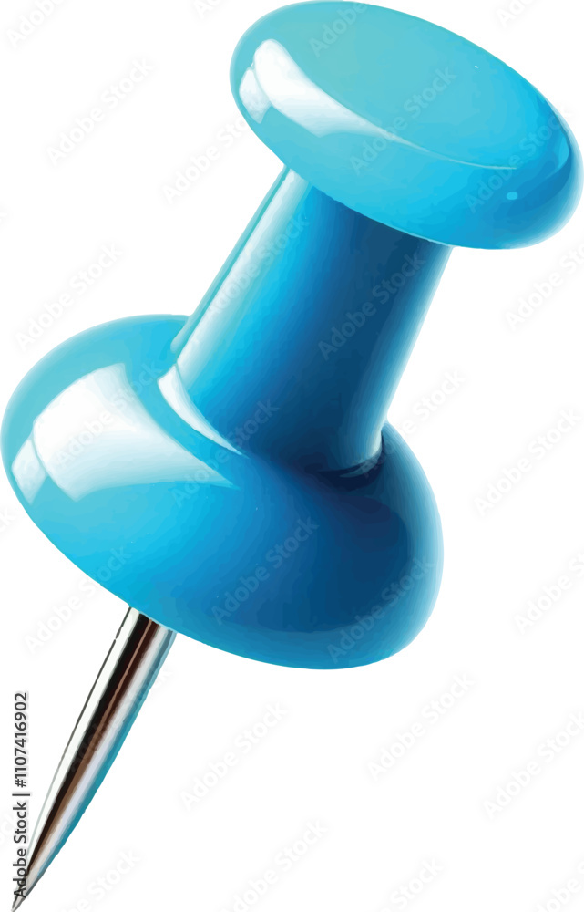 A realistic close-up of a single bright Blue push pin A realistic close-up of a single bright Blue push pin