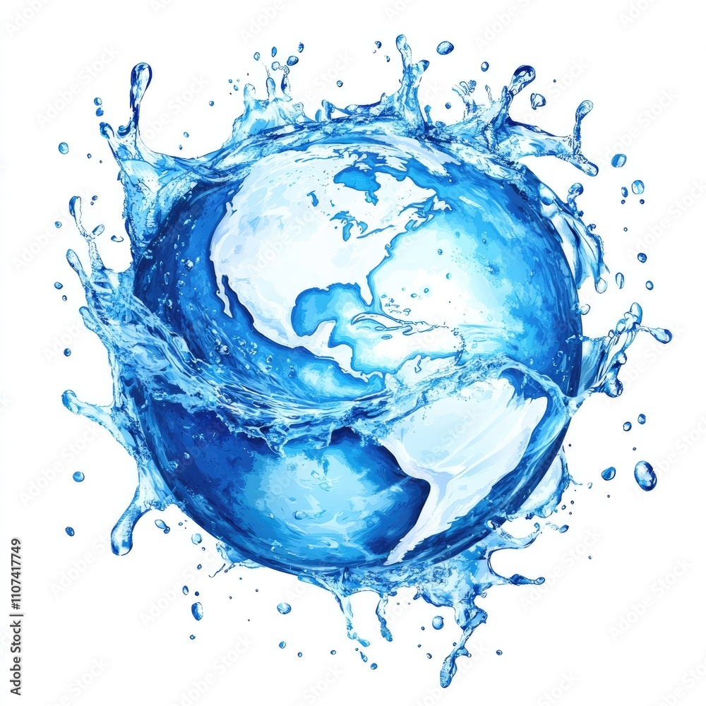 Obraz premium A stunning globe of water splashes against a white background