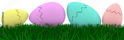 Colorful Easter Eggs in Grass