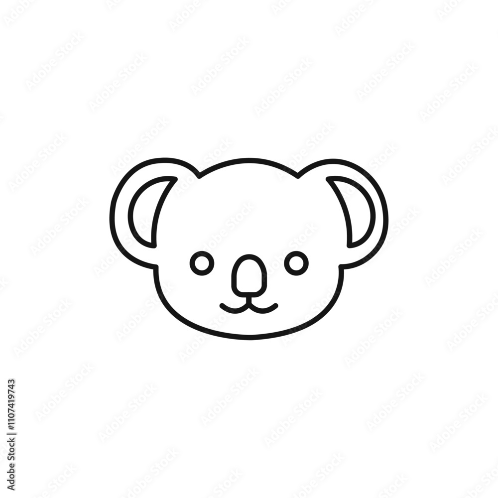Naklejka premium Koala head icon Simple thin line flat symbol