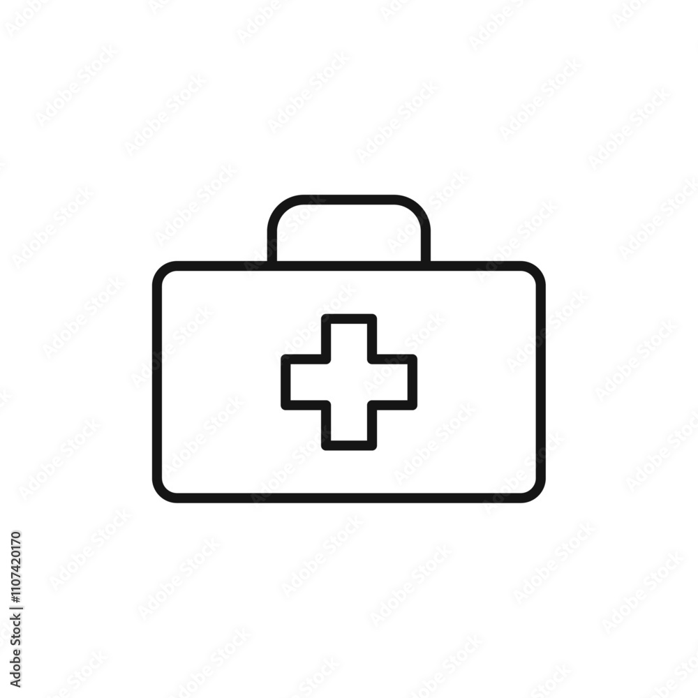 Fototapeta premium Medical aid kit icon Simple thin line flat symbol