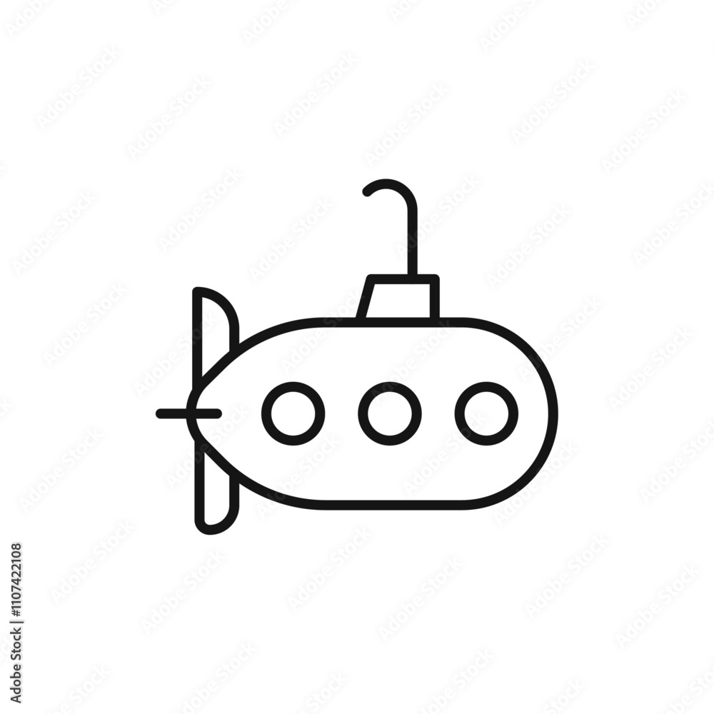 Obraz premium Submarine icon Simple thin line flat symbol