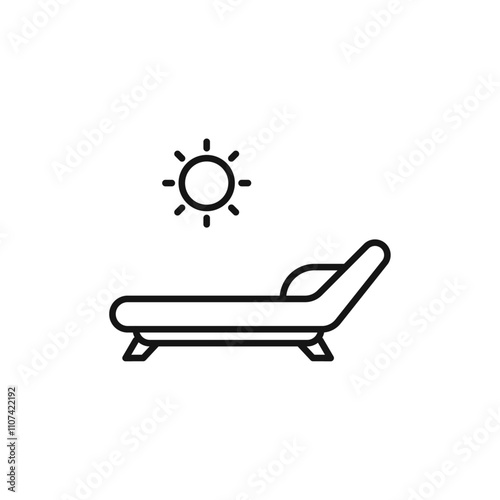 Sun bed icon Simple thin line flat symbol