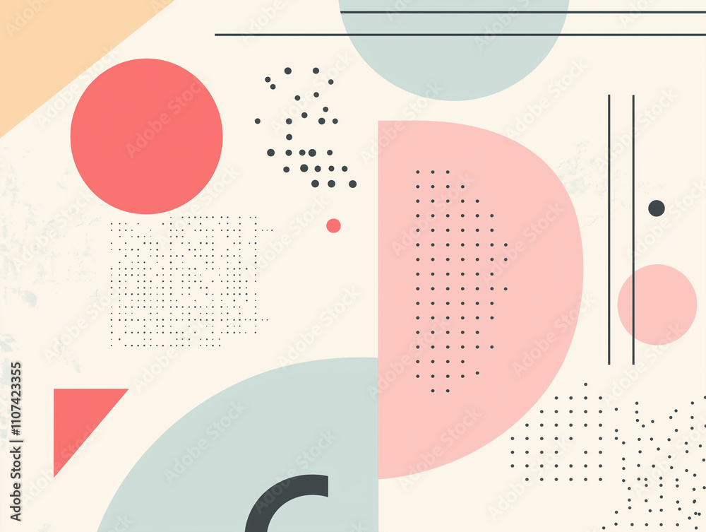Naklejka premium Abstrakcyjne kształty geometryczne w pastelowych kolorach, łagodne gradienty, prosta kompozycja, nowoczesny minimalistyczny styl