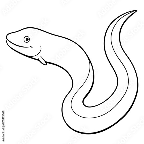 Moray Eel Vector Illustration on White Background