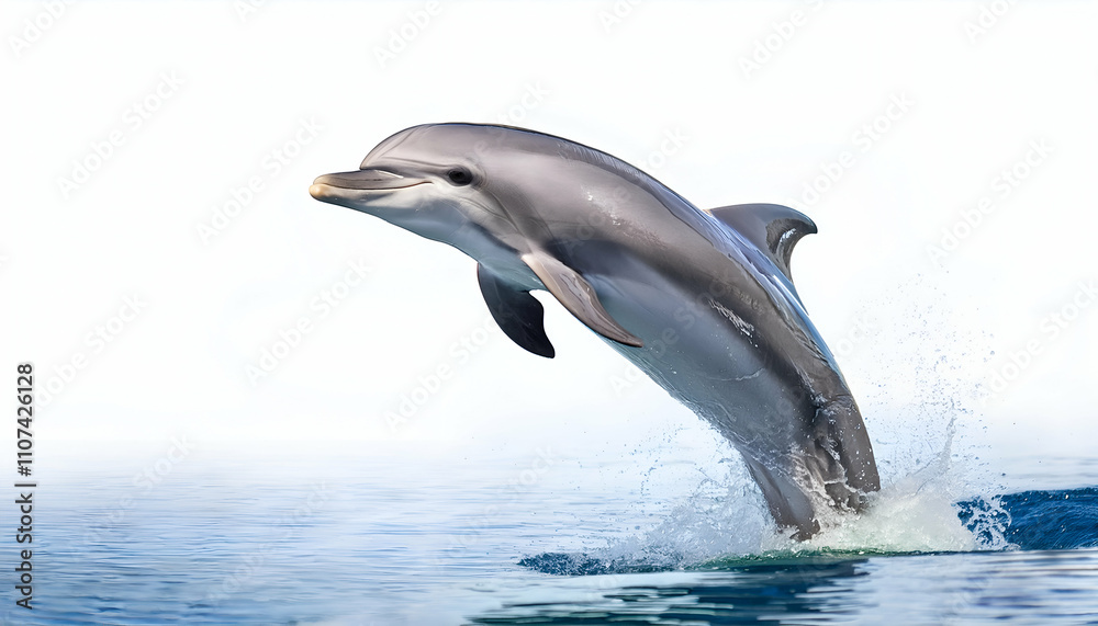 Cute dolphin jumping out of the water on white background Cute dolphin jumping out of the water on white background