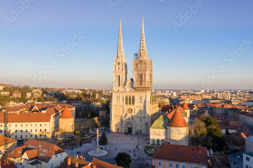 Wallpaper Mural Zagreb Cathedral in Croatia. It is on the Kaptol, is a Roman Catholic institution and the tallest building in Croatia. Sacral building in Gothic style Torontodigital.ca