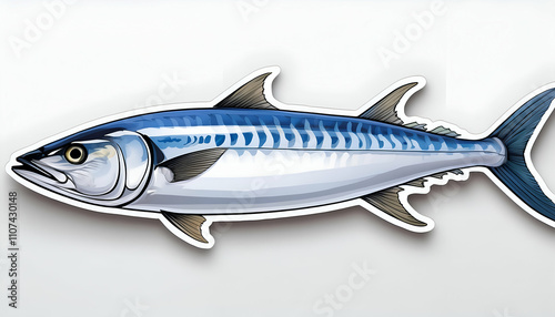 Wallpaper Mural illustration A sticker of Mackerel fish, seafood isolated. on white background Torontodigital.ca