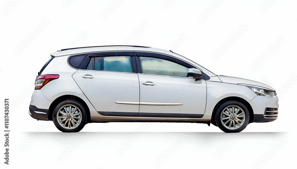 Fototapeta premium illustration Hatchback white car isolated.