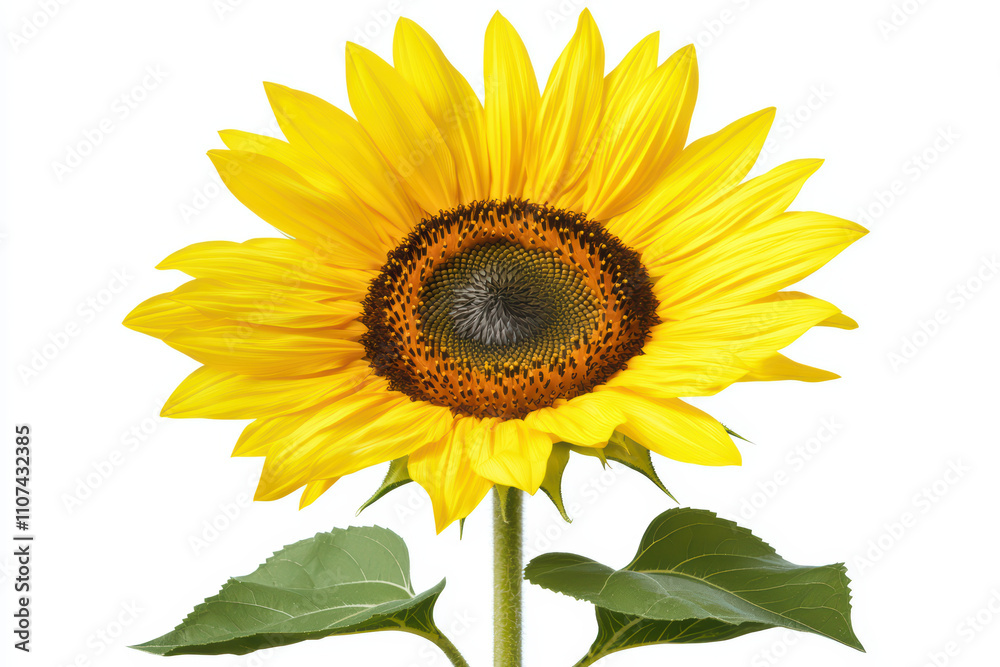 Fototapeta premium Vibrant sunflower with bright yellow petals and rich brown center, showcasing its natural beauty and intricate details. perfect representation of summer and joy