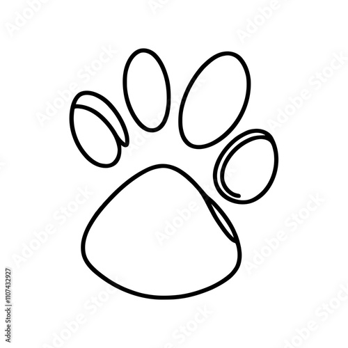 Simple and elegant, continuous line drawing representing a paw print, perfect for animal lovers and minimalist design enthusiasts